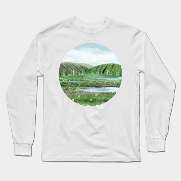 Green Lands Long Sleeve T-Shirt by KatherineBlowerDesigns